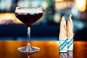An Espresso Herbtini and bottles of Underberg.
