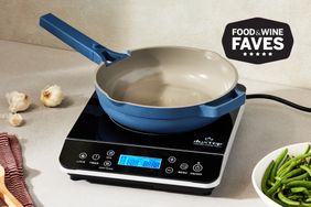 Duxtop 9600LS Portable Induction Cooktop with a blue skillet on top