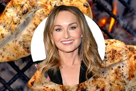 Giada De Laurentiis superimposed over grilled chicken
