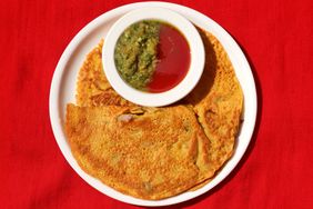 Besan chilla : savory spiced pancakes made with gram flour with chilli sauce and a quick breakfast.