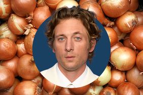 Jeremy Allen Whites face over background of onions
