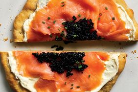 Pizza with Smoked Salmon, CrÃ¨me FraÃ®che and Caviar