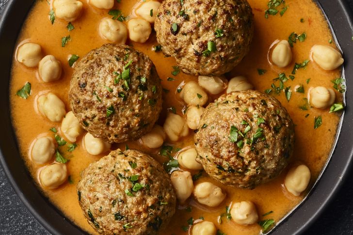 Pork Meatballs with Red Pepper–Yogurt Sauce