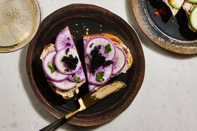 Radish Toasts with Miso Butter and Caviar