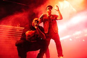 Rappers Killer Mike (L) and El-P of Run the Jewels performing on stage.