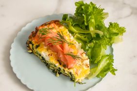 Eric Adjepong's salmon and arugula frittata with a side salad