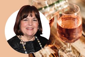 Ina Garten shown alongside glasses of wine being poured