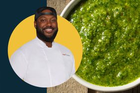 "Top Chef" winner Tristen-Epps and a bowl of green seasoning. 